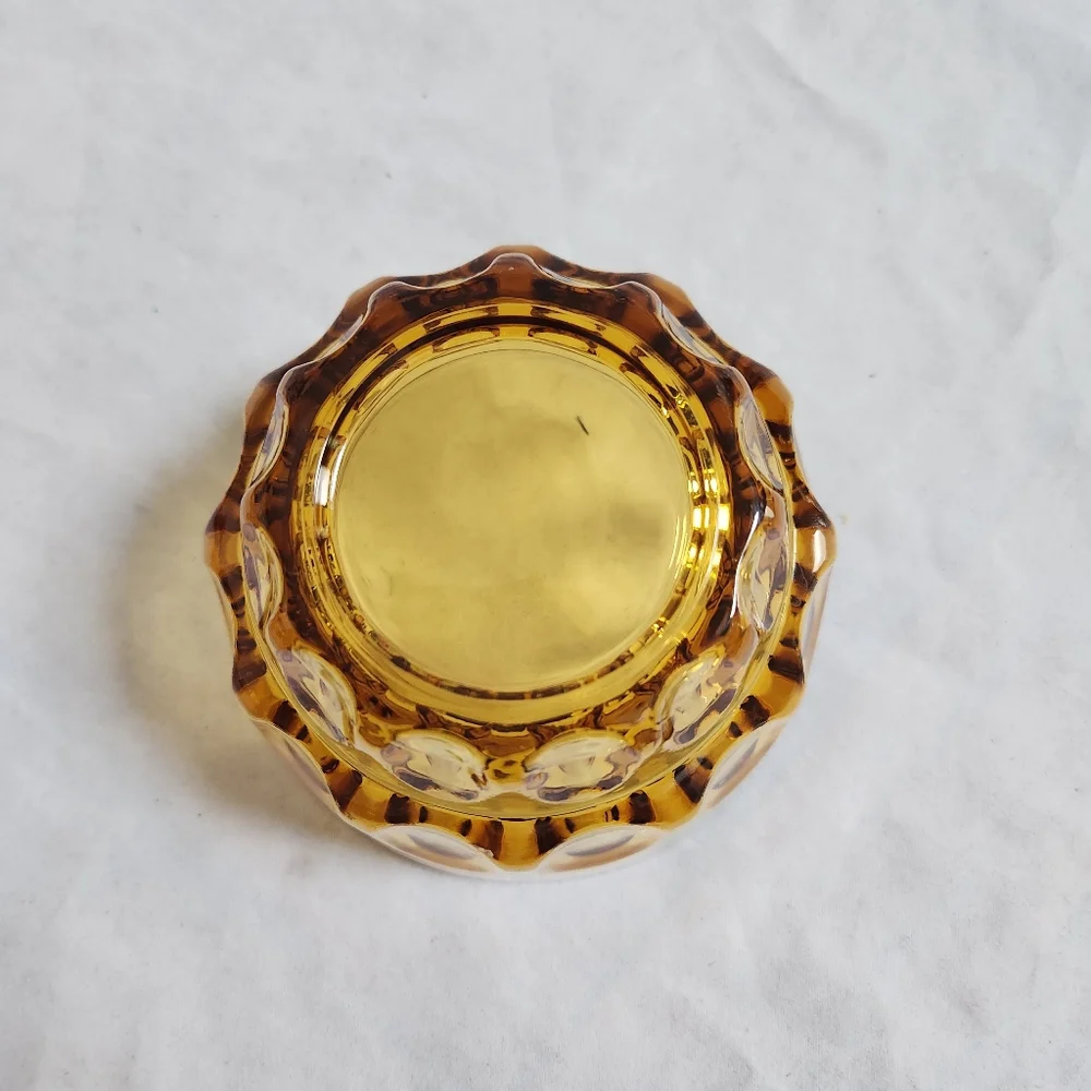 Vintage Amber Yellow Glass Candy Dish